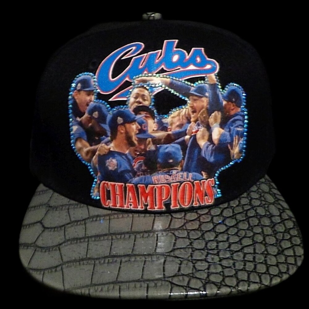 NWt One-of-a kind handmade Swarovski "Chicago Cubs Champions" Snapback Hat Cap